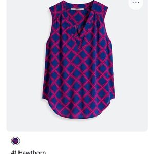 stitchfix 41 Hawthorn Women's Blue and Pink Patterned Top